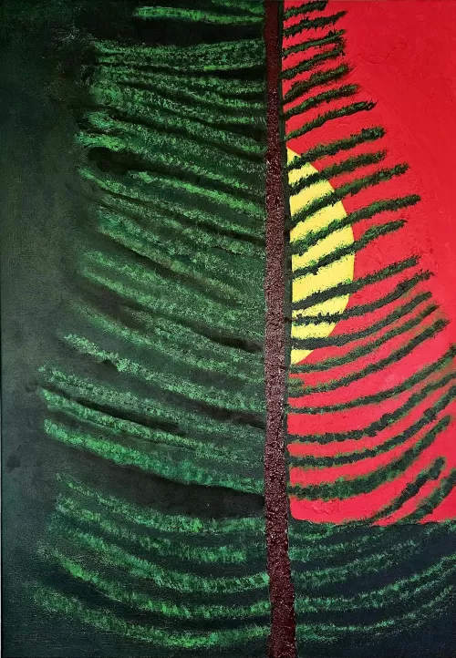 pine design with green and red