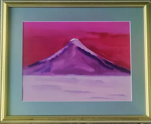 Acrylic on paper artwork image of Mount Fuji