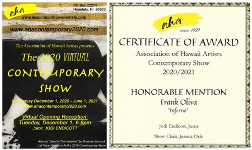 Association of Hawaii Artists 2020 Virtual Contemporary Show - Online - December 1, 2020 - June 1, 2021